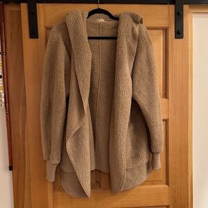 Hem & Thread Tan Teddy Hooded Jacket